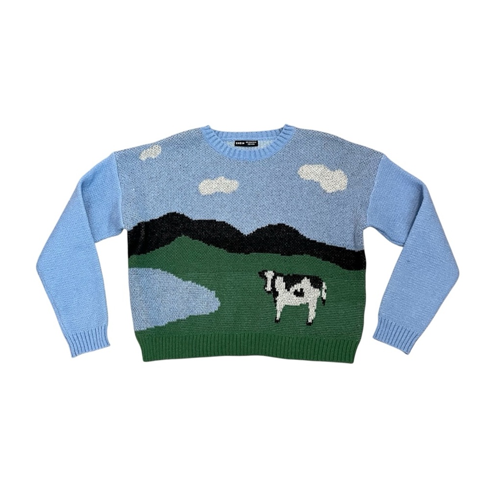 Scenic cow crew neck sweater